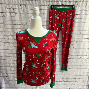 WONDERSHOP Womens Dinosaur Christmas Pajamas Red Size Small